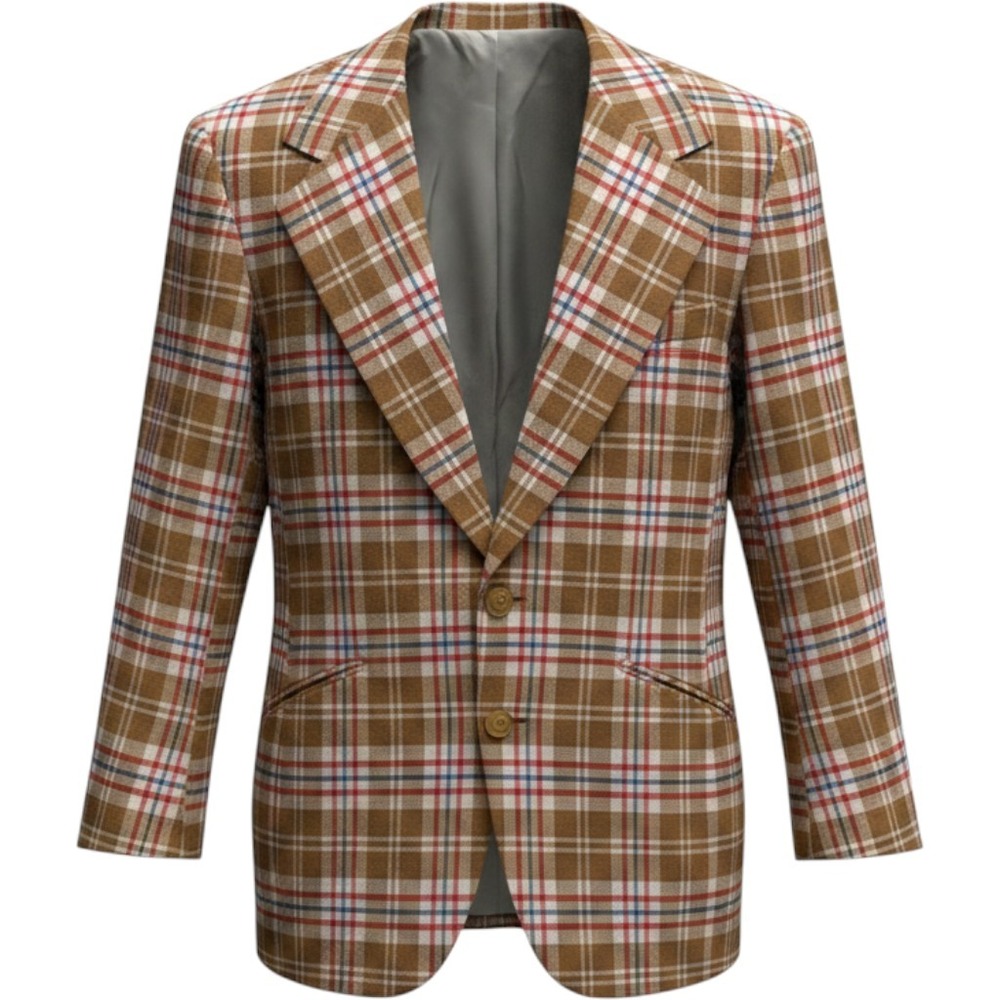 Vintage 70s Eagle Clothes Plaid Sport Coat Blazer 40R George Bulliss Union Made